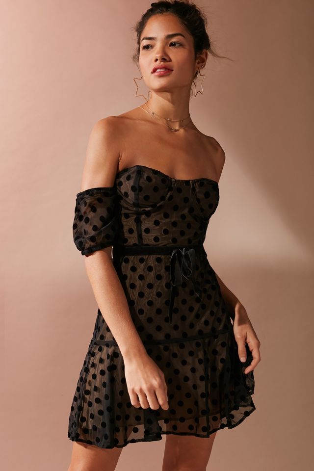 For Love Lemons Dotty Off-The-Shoulder Dress Urban Outfitters
