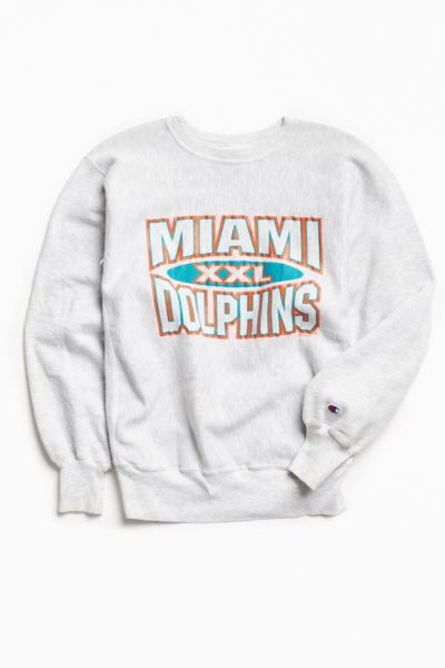 Miami Dolphins NFL Equipment Reebok Authentic Crew Neck Sweatshirt