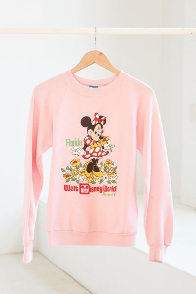 Vintage '90s Pink Minnie Mouse Crew Neck Sweatshirt | Urban Outfitters