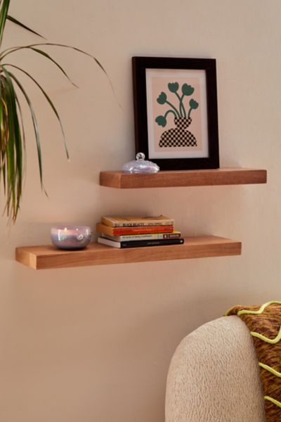 Urban Outfitters Simple Floating Wood Wall Shelf In Natural At