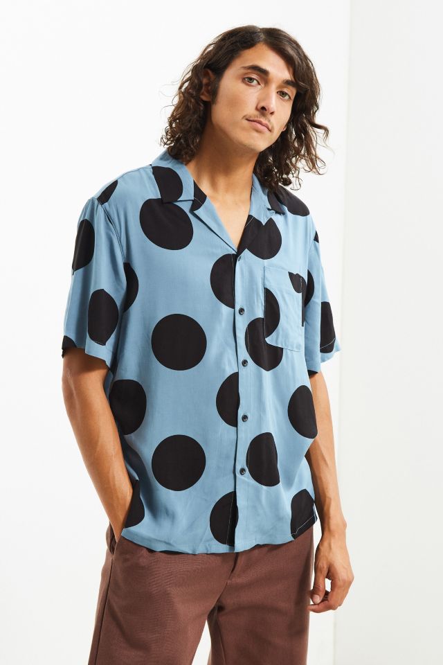 UO Polka Dot Rayon Short Sleeve Button-Down Shirt #1
