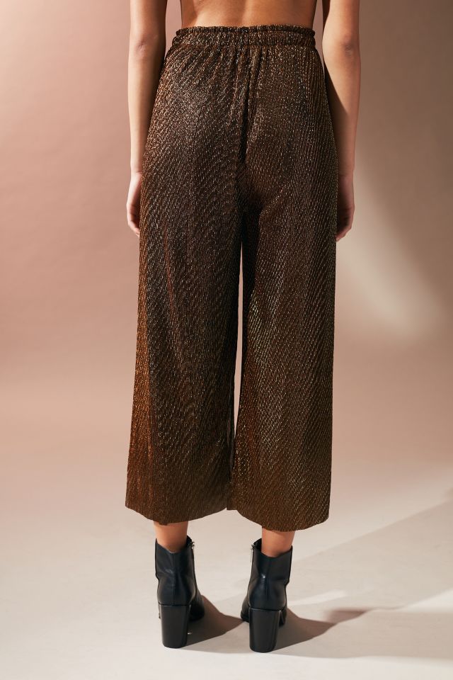 UO Sasha Metallic Copper Pleat Pant #1