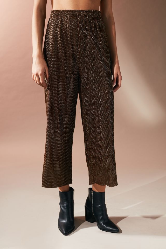 UO Sasha Metallic Copper Pleat Pant #2