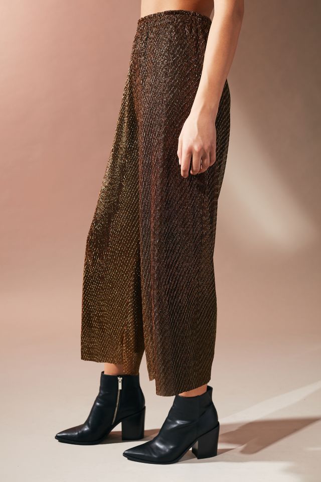 UO Sasha Metallic Copper Pleat Pant #3