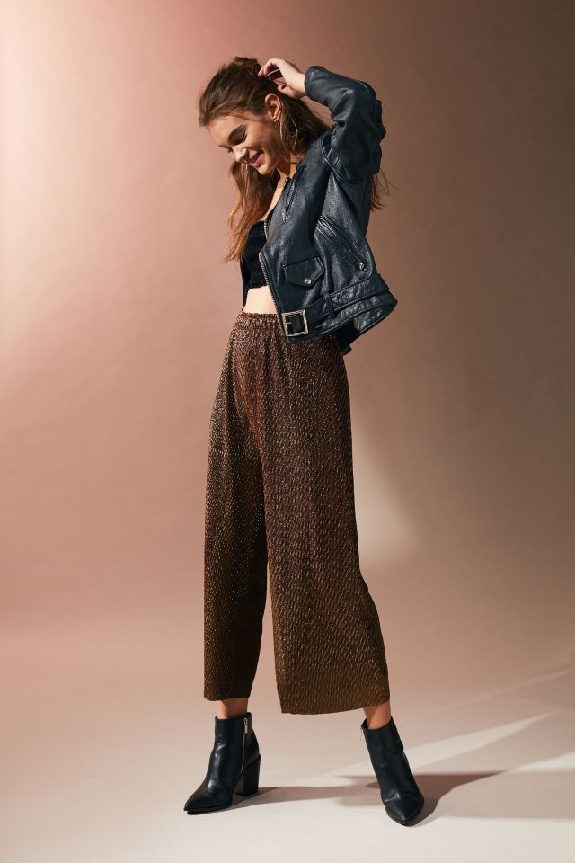 UO Sasha Metallic Copper Pleat Pant #4