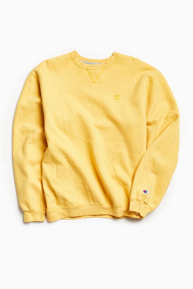 Champion Urban Logo Sweatshirt Yellow | Vintage Outfitters Small Crew Neck