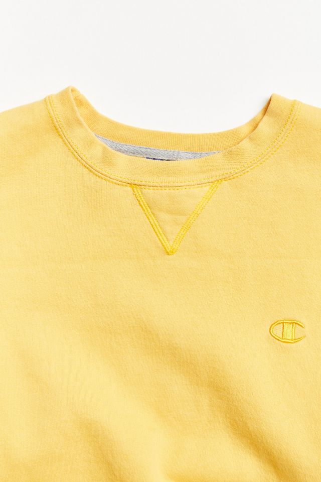 Vintage Champion Yellow Small Logo Crew Neck Sweatshirt