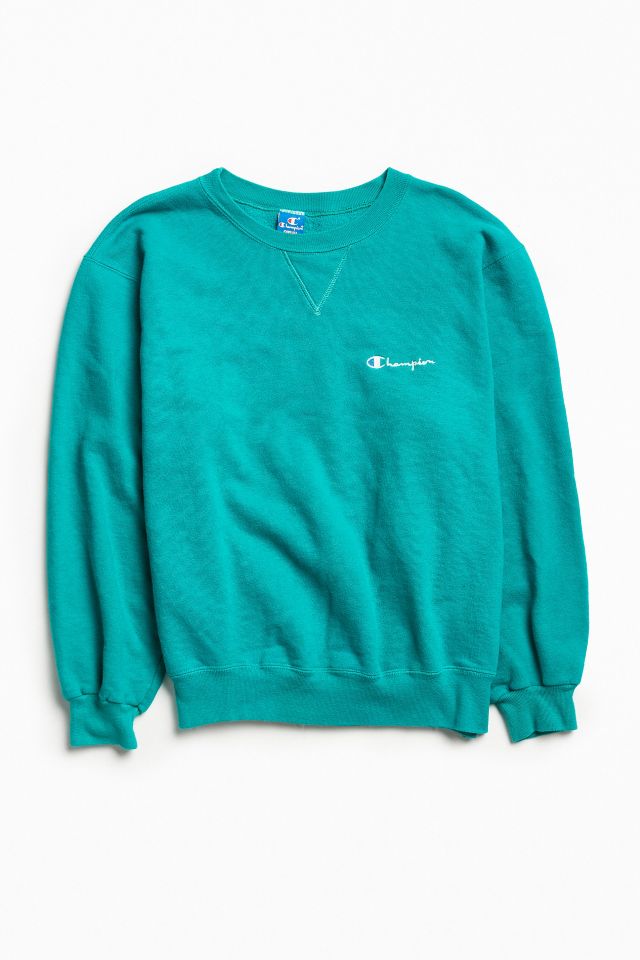 Vintage Champion Turquoise Script Logo Crew Neck Sweatshirt