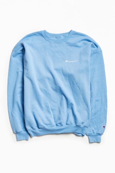 Vintage Champion Sky Blue Script Logo Crew Neck Sweatshirt Urban Outfitters