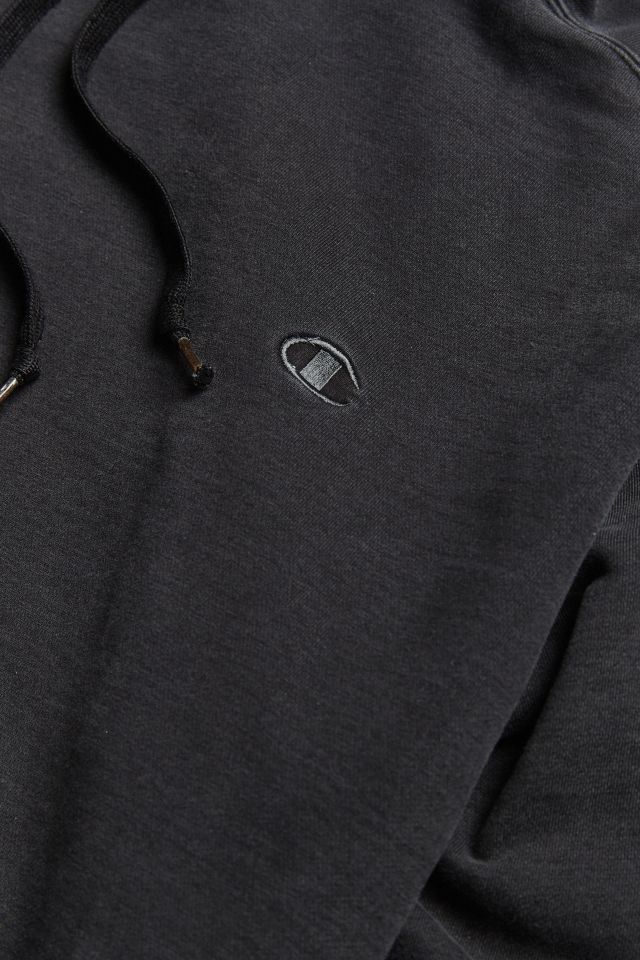 Vintage Champion Washed Black Small Logo Hoodie Sweatshirt #3