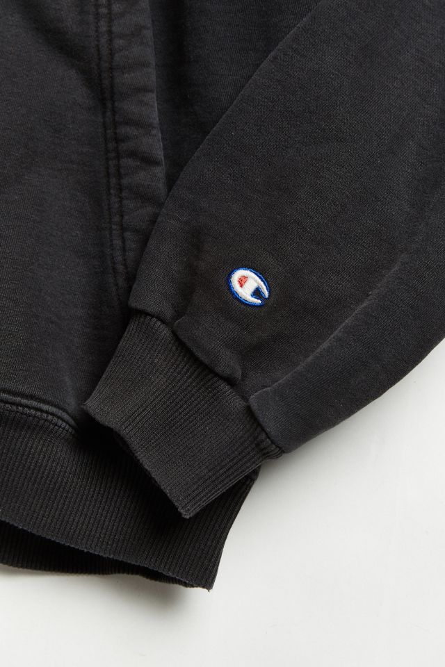 Vintage Champion Washed Black Small Logo Hoodie Sweatshirt #4
