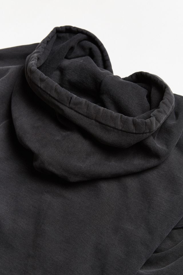 Vintage Champion Washed Black Small Logo Hoodie Sweatshirt #5