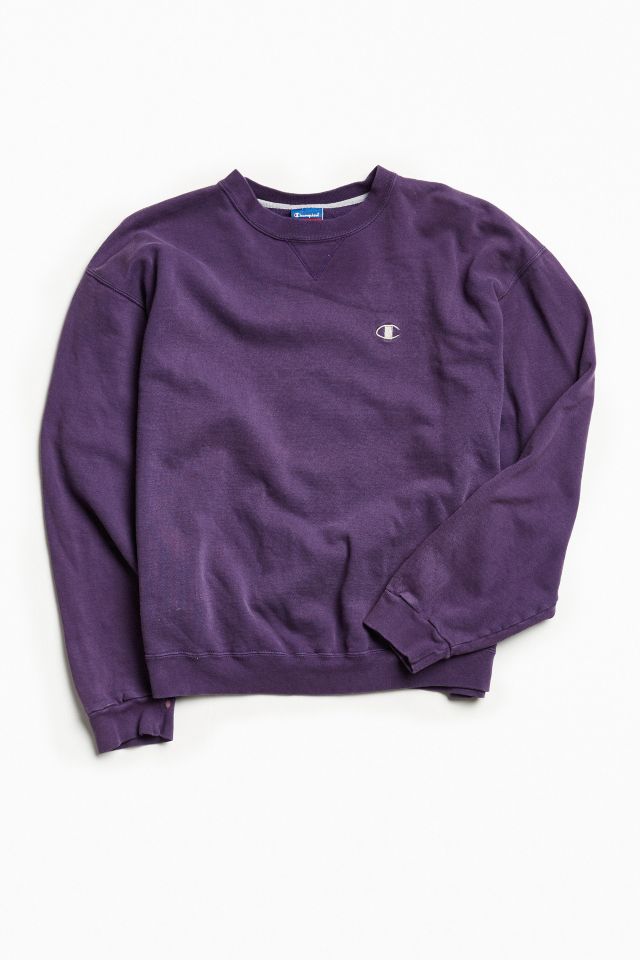 Vintage Champion Dark Purple Small Logo Crew Neck Sweatshirt Urban Outfitters Canada