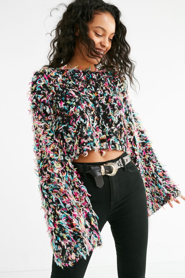 UO Tai Cropped Fringe Sweater