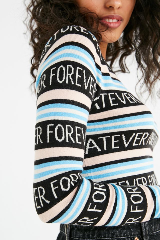 UO Whatever Forever Striped Crew-Neck Sweater #1