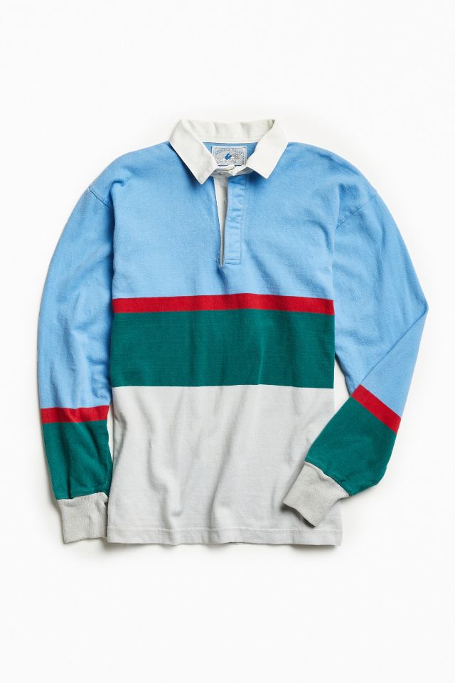 Vintage Lands’ End Sky Blue Colorblocked Rugby Shirt Urban Outfitters