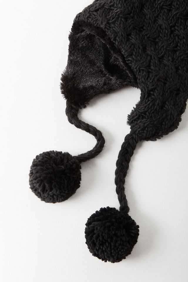 Cable Knit Pompom Trapper Beanie #1