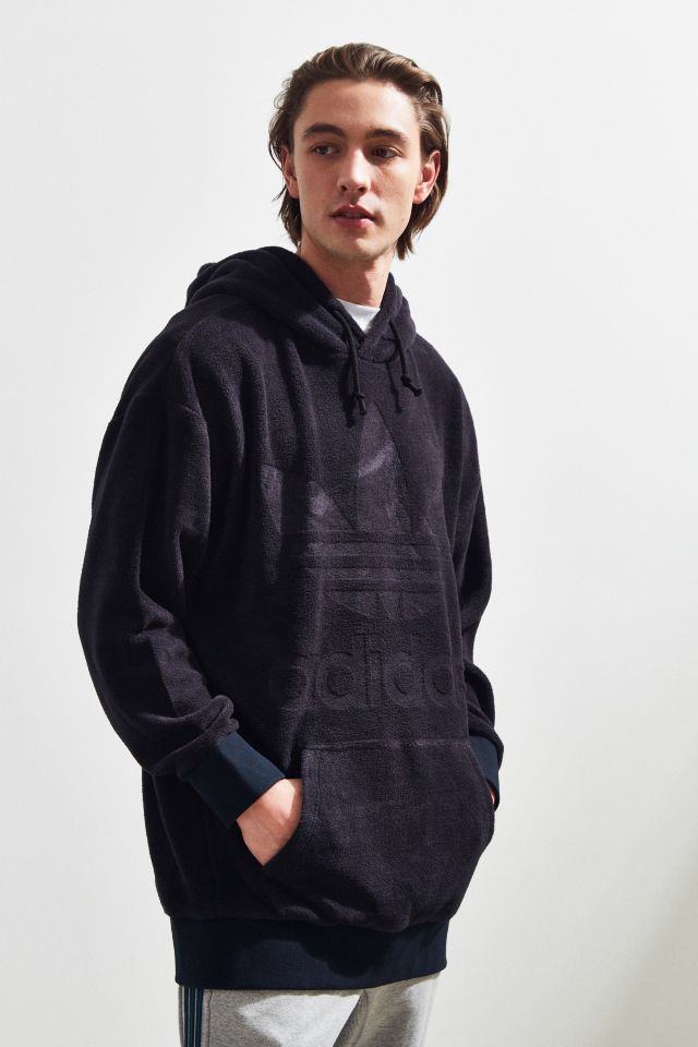 Adidas black velour hoodie hot sale