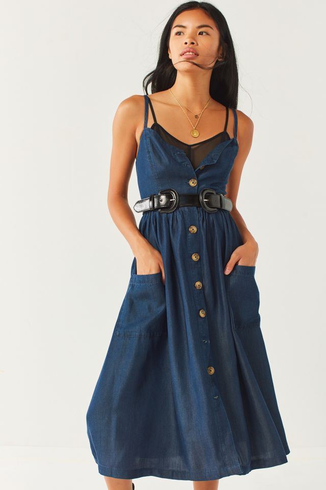 UO Emilia Chambray Button-Down Midi Dress