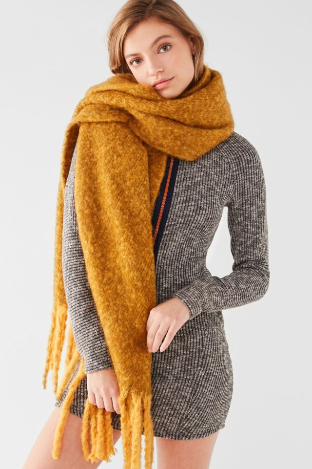 Nubby Contrast Fringe Woven Scarf #1