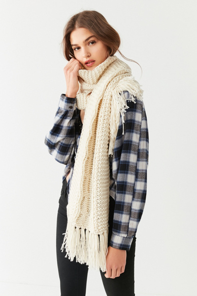 Womens Scarves Jaden Rib Knit Blanket Scarf Cable Knit Extra-Long
