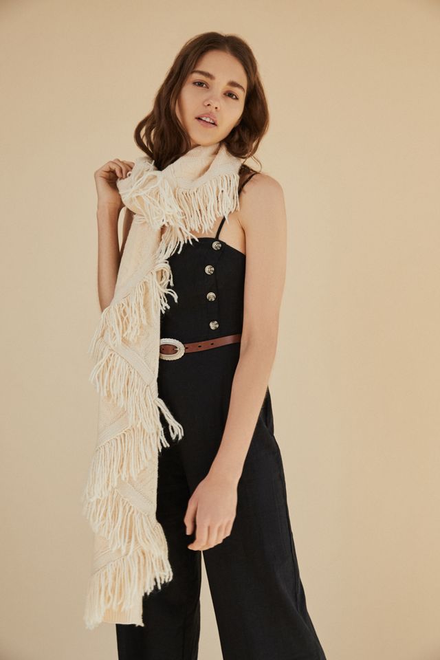 Patchwork Fringed Knit Scarf #1