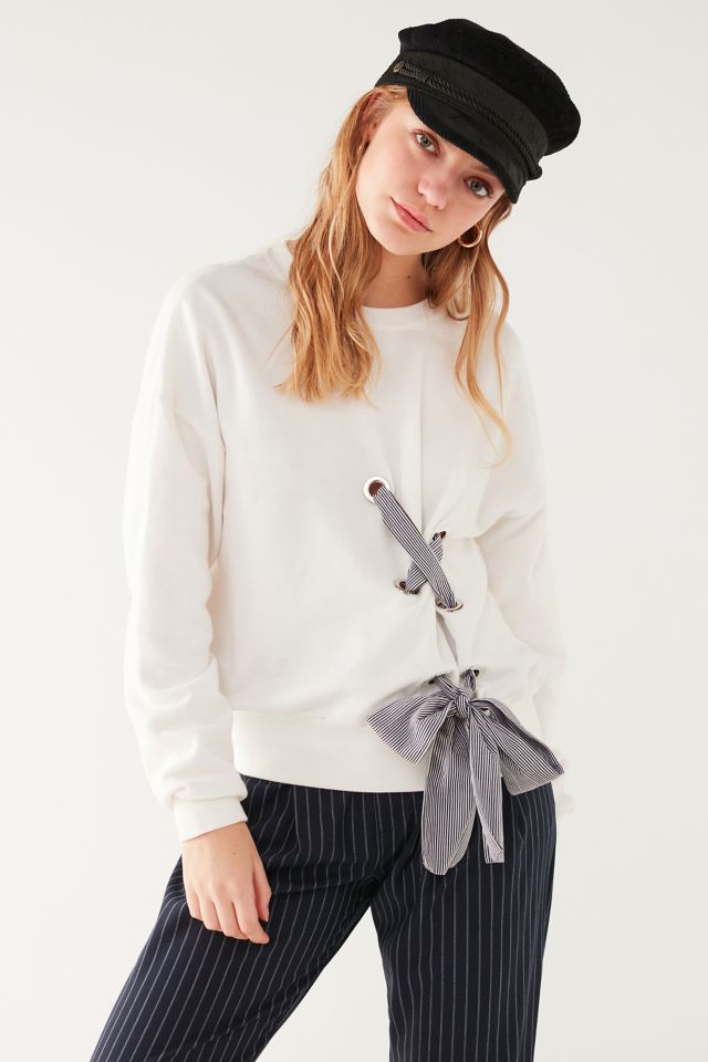 UO Tie-Through Lace-Up Sweatshirt