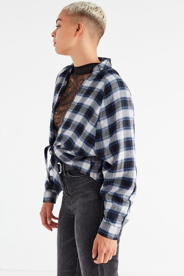 UO Courtney Tie-Front Flannel Top #4