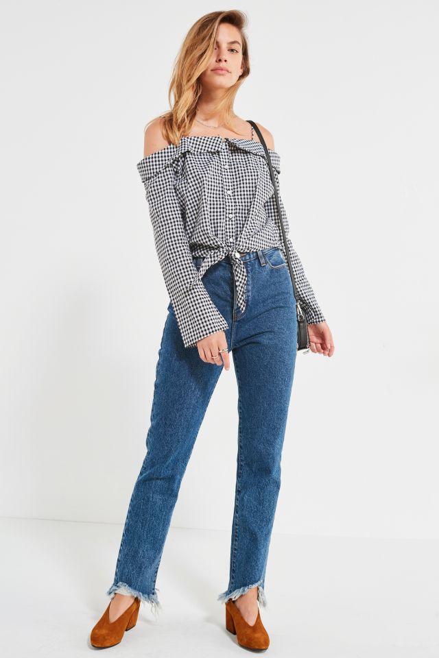 Backstage Olivia Tie-Front Button-Down Gingham Top #2