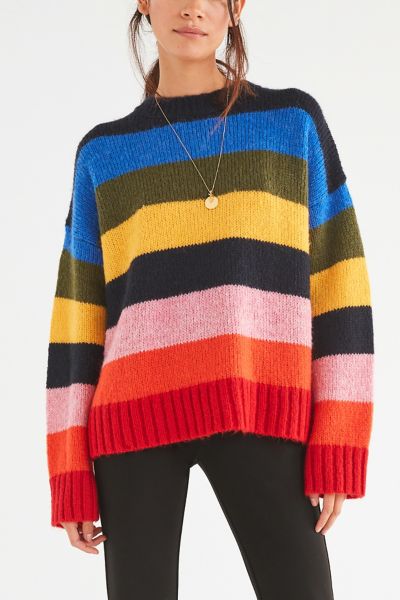 UO Kari Rainbow Striped Oversized Sweater | Urban Outfitters