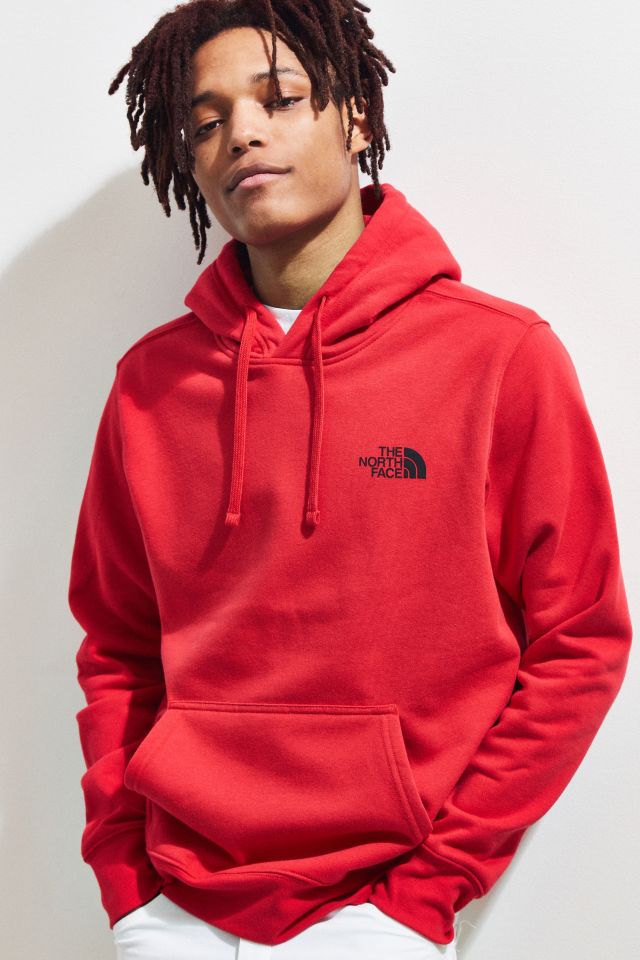 North face red 2024 box hoodie mens