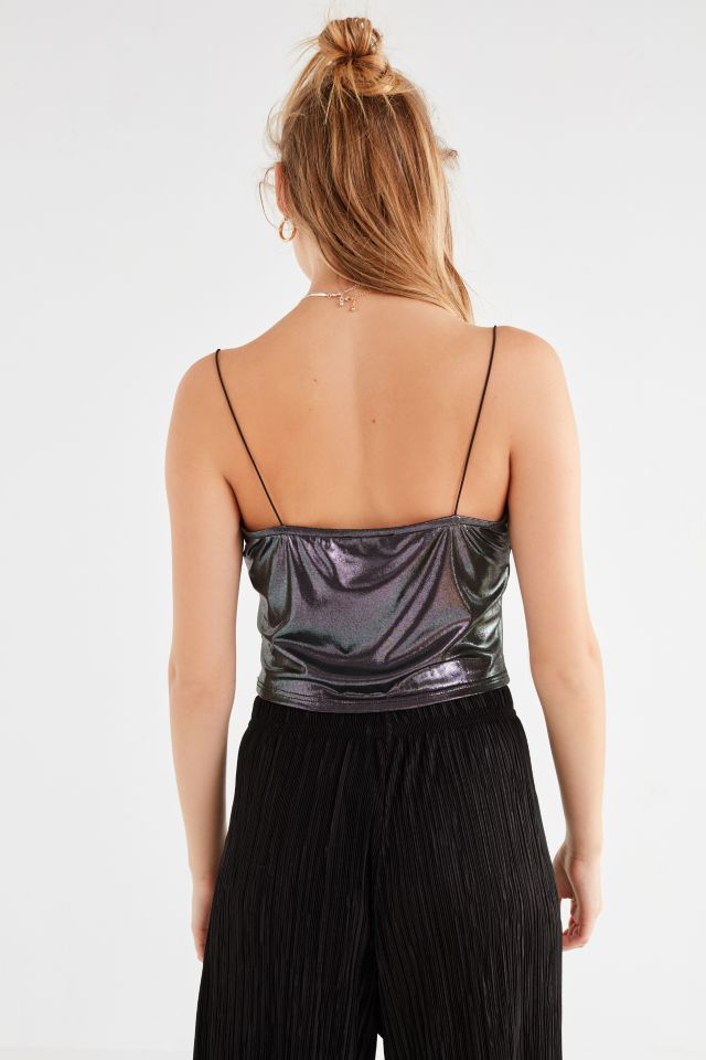 Urban Outfitters Uo Haven Metallic Cowl Neck Cami In Silver,at in