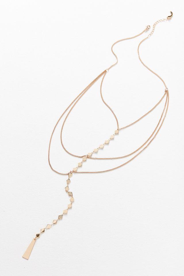 Diamond Disc Layered Lariat Necklace #1