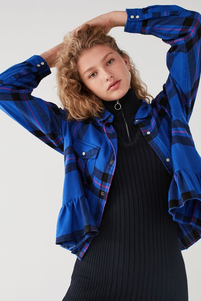 UO Button-Down Peplum Flannel Top #1