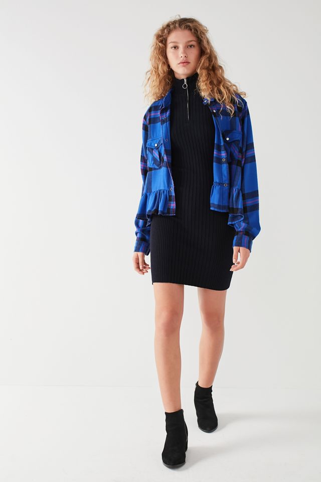 UO Button-Down Peplum Flannel Top #2