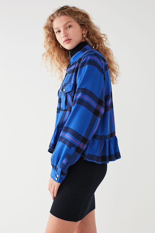 UO Button-Down Peplum Flannel Top #3