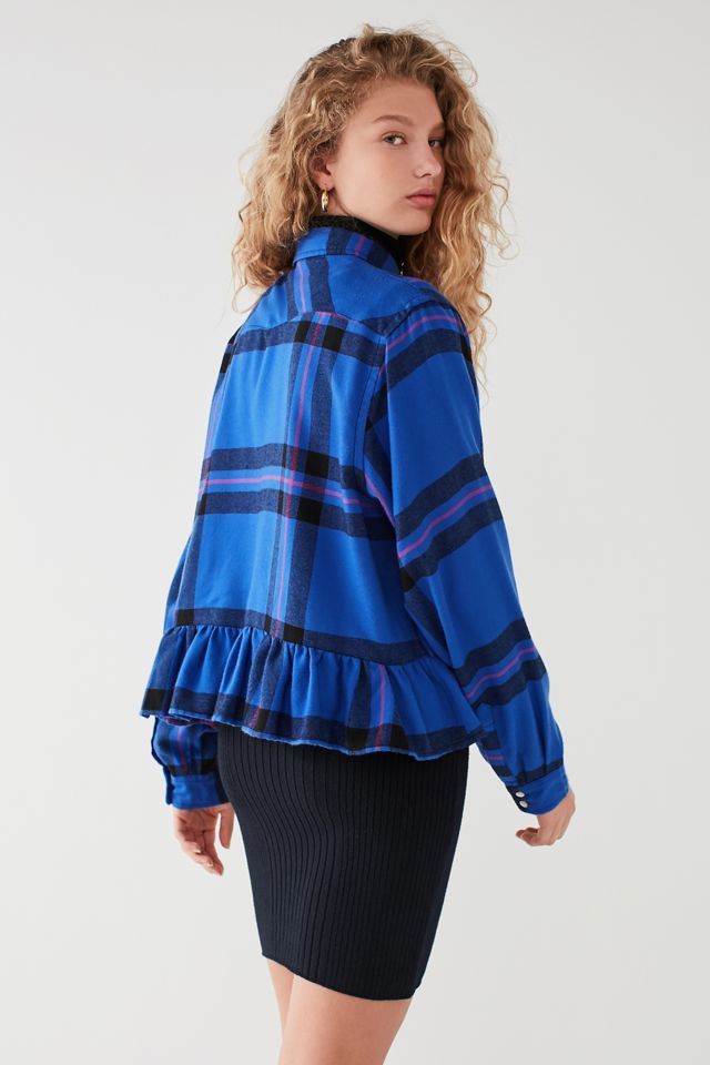 UO Button-Down Peplum Flannel Top #4