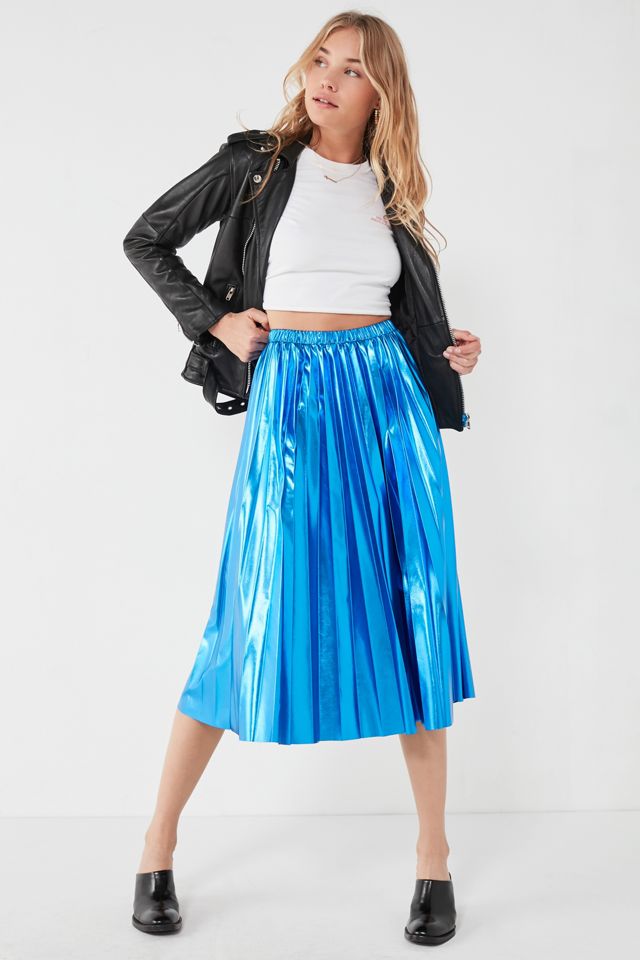 UO Metallic Pleated Midi Skirt #4