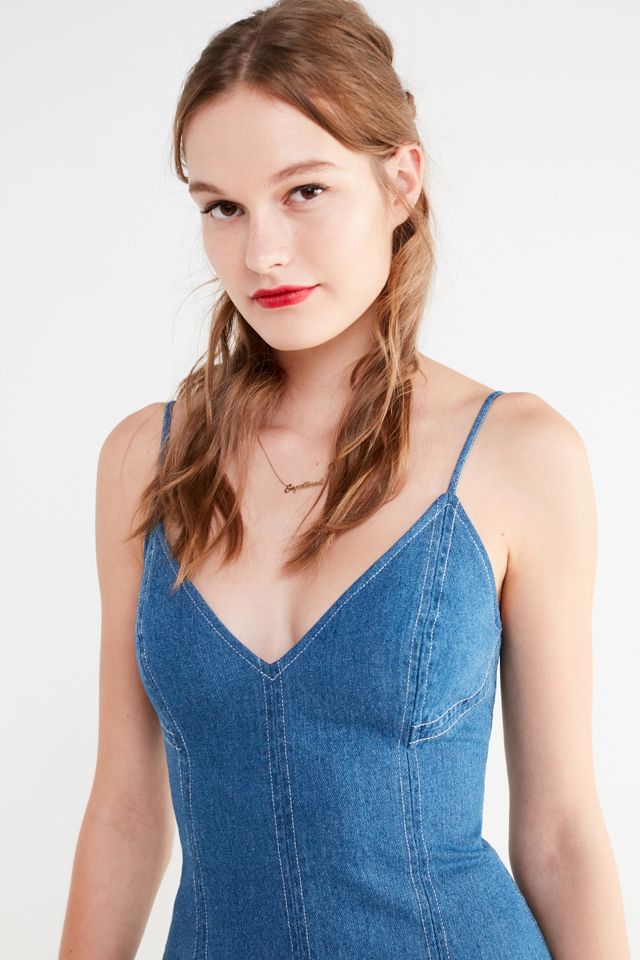 c meo collective denim dress C/MEO COLLECTIVE denim overalls dress Size: XS