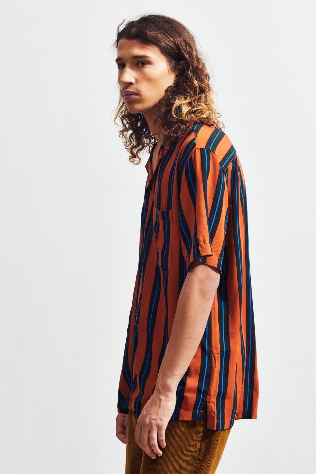 UO Vertical Stripe Short Sleeve Button-Down Shirt #1