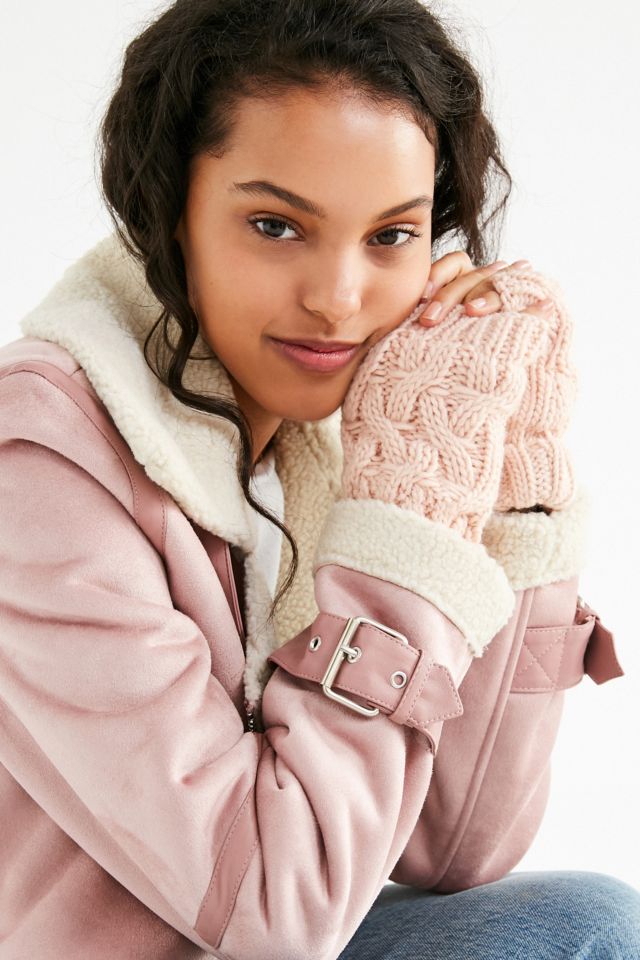 Cable Knit Plush Fingerless Glove #1