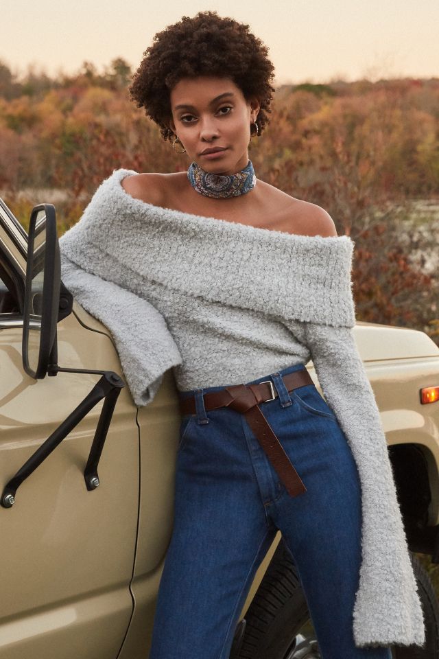 UO Isadora Off The Shoulder Boucle Sweater