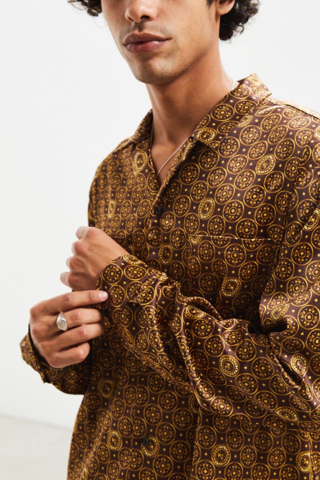 UO Satin Medallion Button-Down Shirt #1