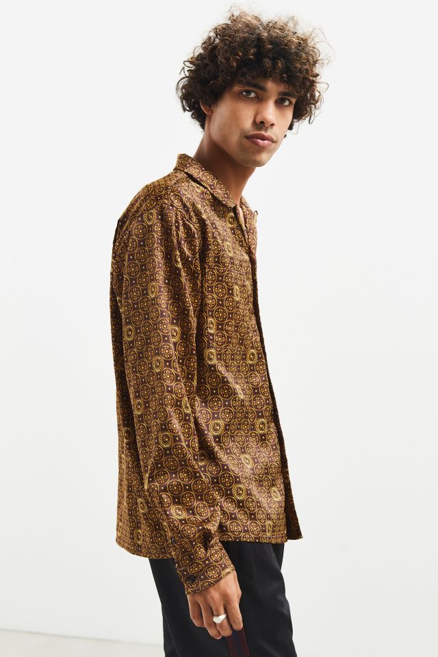 UO Satin Medallion Button-Down Shirt #3