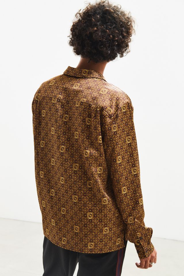UO Satin Medallion Button-Down Shirt #4