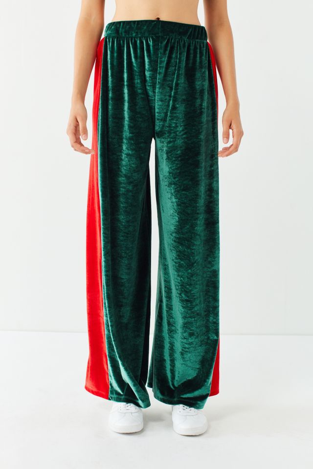 UO Striped Velour Wide-Leg Pant #1