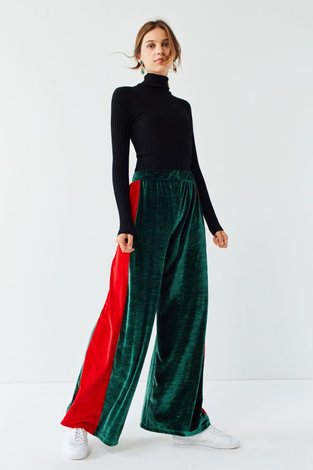 UO Striped Velour Wide-Leg Pant #2