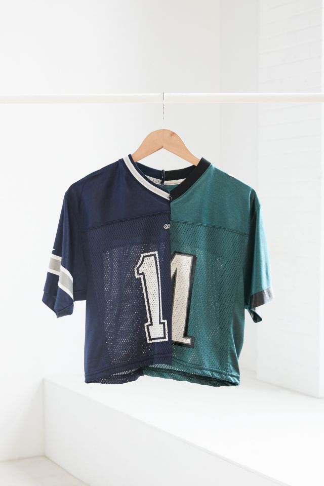 One-Of-A-Kind Philadelphia Eagles + Dallas Cowboys 89 Spliced Football  Jersey