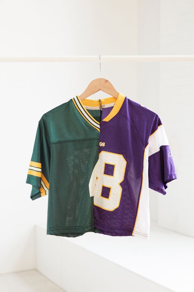 One-Of-A-Kind Minnesota Vikings + Green Bay Packers 8 Spliced Football  Jersey