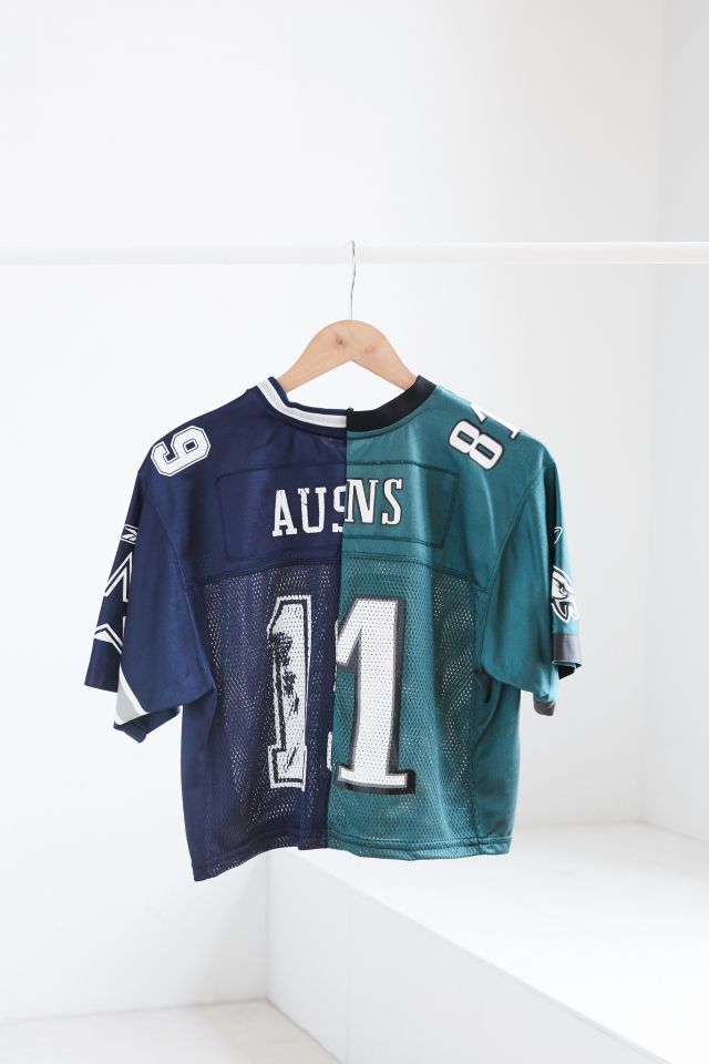 One-Of-A-Kind Philadelphia Eagles + Dallas Cowboys 89 Spliced Football  Jersey